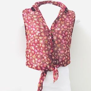 Garage chiffon button sleeveless blouse